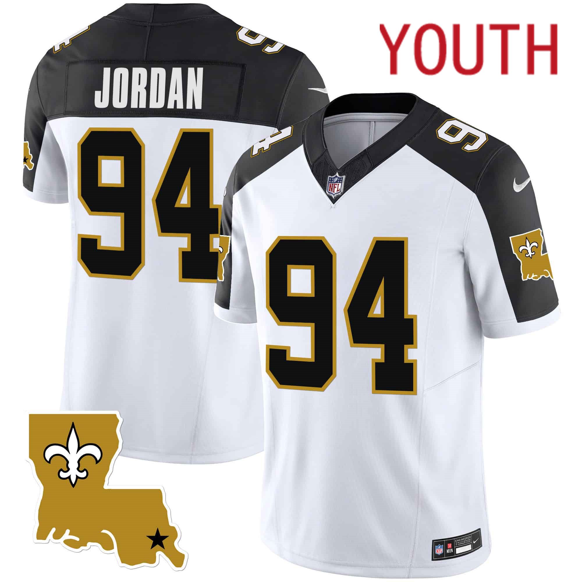 Youth New Orleans Saints #94 Jordan White 2024 Nike 1987 Legacy Vapor Limited NFL Jersey style 1->youth nfl jersey->Youth Jersey